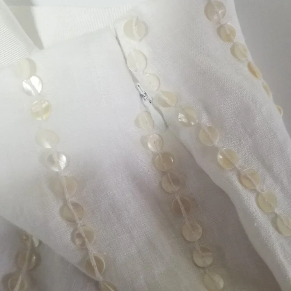 NWT J. Crew Collection Linen Women's Ivory Skirt  Shell embellishments Sz 20
